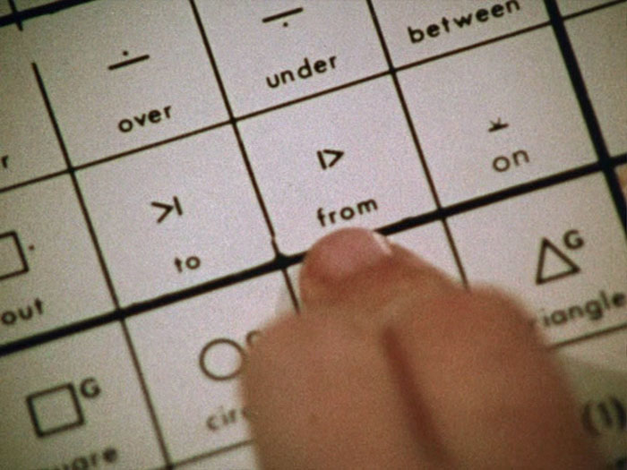 A close up of the a Bliss board and the symbols on it laid out very much like a periodic table (Image: Mr. Symbol Man, 1974)
