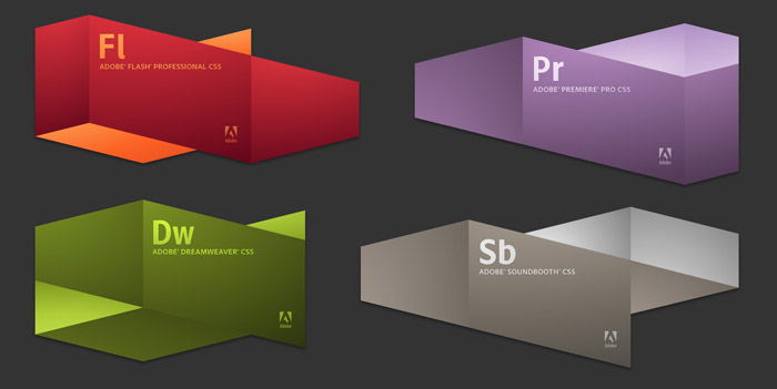 The final shapes (clockwise from top-left): Flash Professional, Premiere Pro, SoundBooth, Dreamweaver