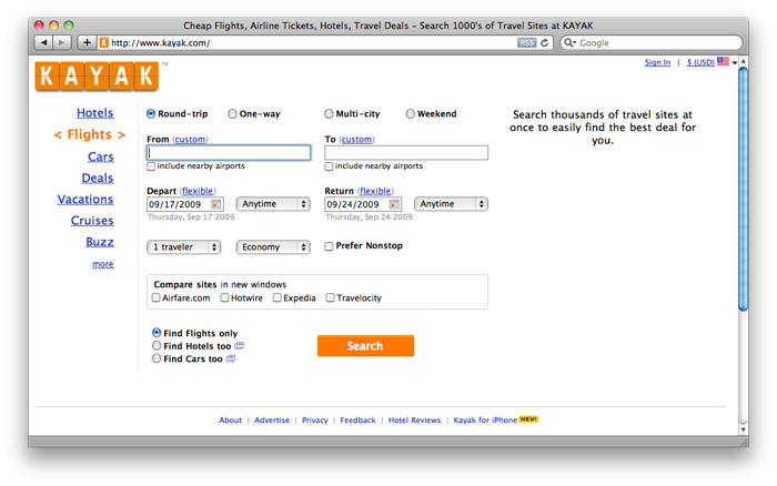 Kayak.com, after