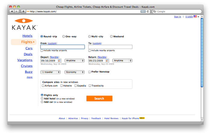 Kayak.com, before