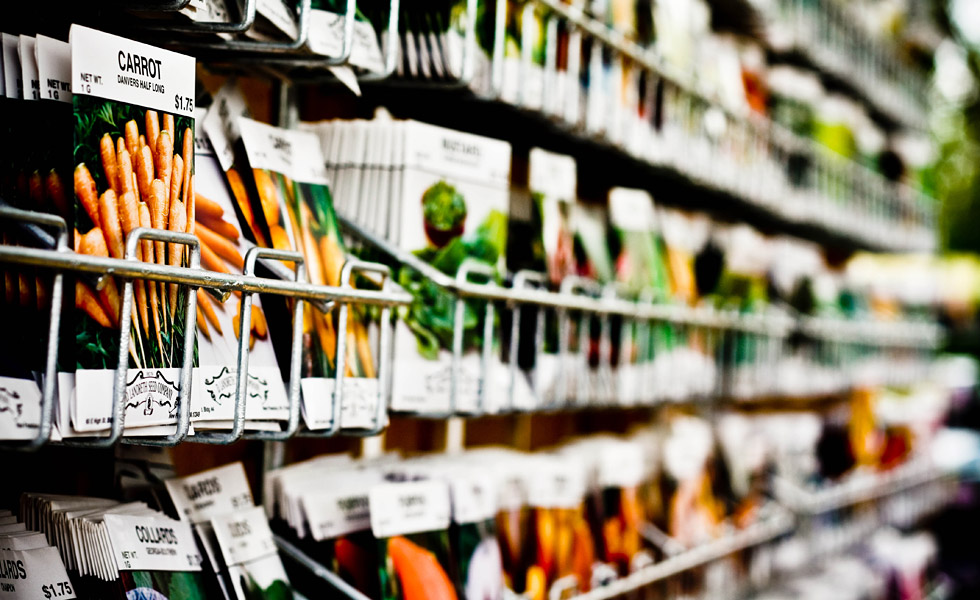 Typical garden seed packets: stripped of visual charm, accompanied by bland typography (Photo: ircam, Flickr)