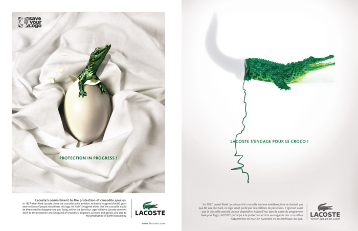 Advertising campaign announcing Lacoste's Save Your Logo initiative